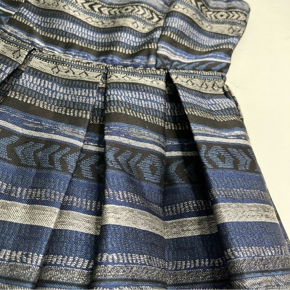 Bb Dakota Kinley Southwest Blue Grey Silver Retro Boat Neck Fit-n-Flare Dress - Picture 8 of 15